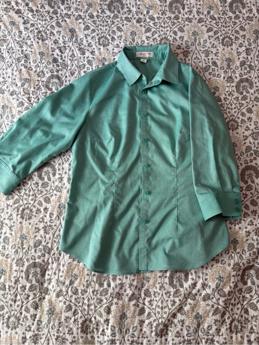 Coldwater Creek Teal Green Button-Front Women's Shirt